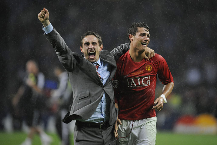 Gary Neville and Ronaldo Moscow 2008