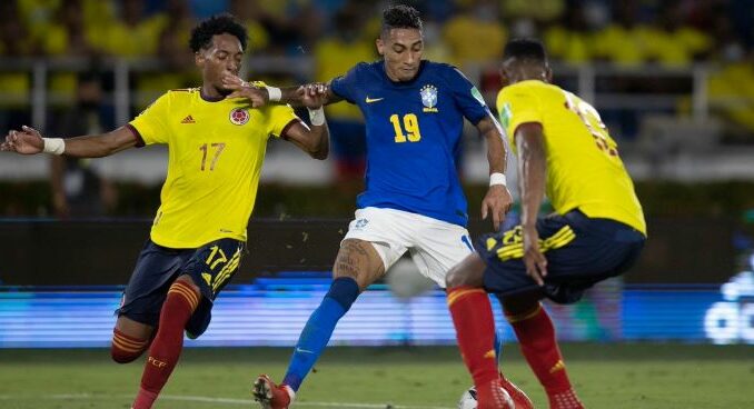 Raphinha playing for Brazil