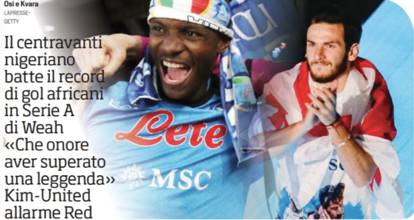 Corriere-dello-Sport Kim Osimhen and Kvara