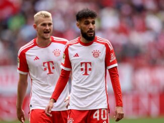 Noussair Mazraoui and Matthijs de Ligt of Bayern Munich