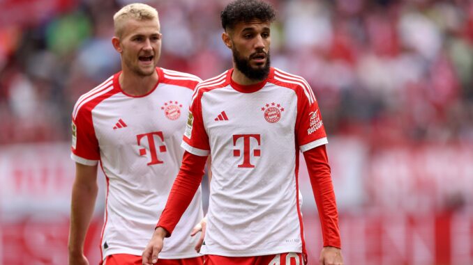 Noussair Mazraoui and Matthijs de Ligt of Bayern Munich